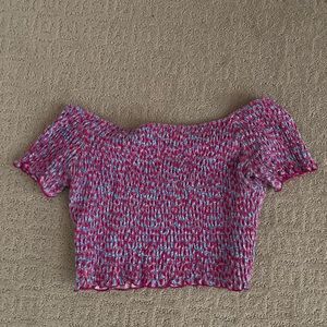 Topshop Colorful Off-the-Shoulder Crop Top